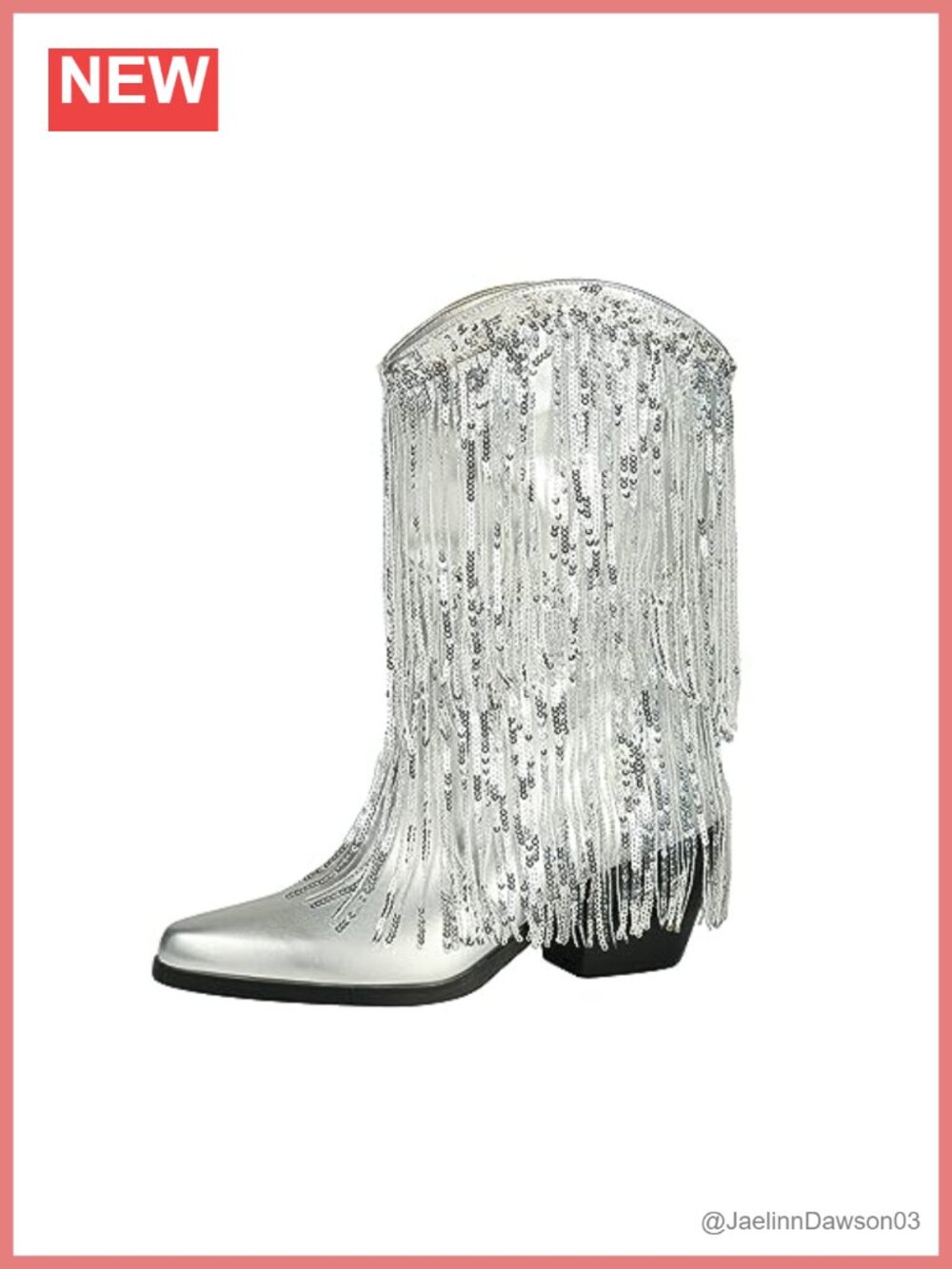 Western Pointed Toe Pull-On Ankle Boots with Tassels and Sequins